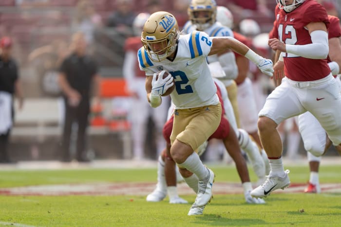 UCLA Bruins wide receiver Kyle Philips (2) returns the football during the first quarter against the Stanford Cardinal.